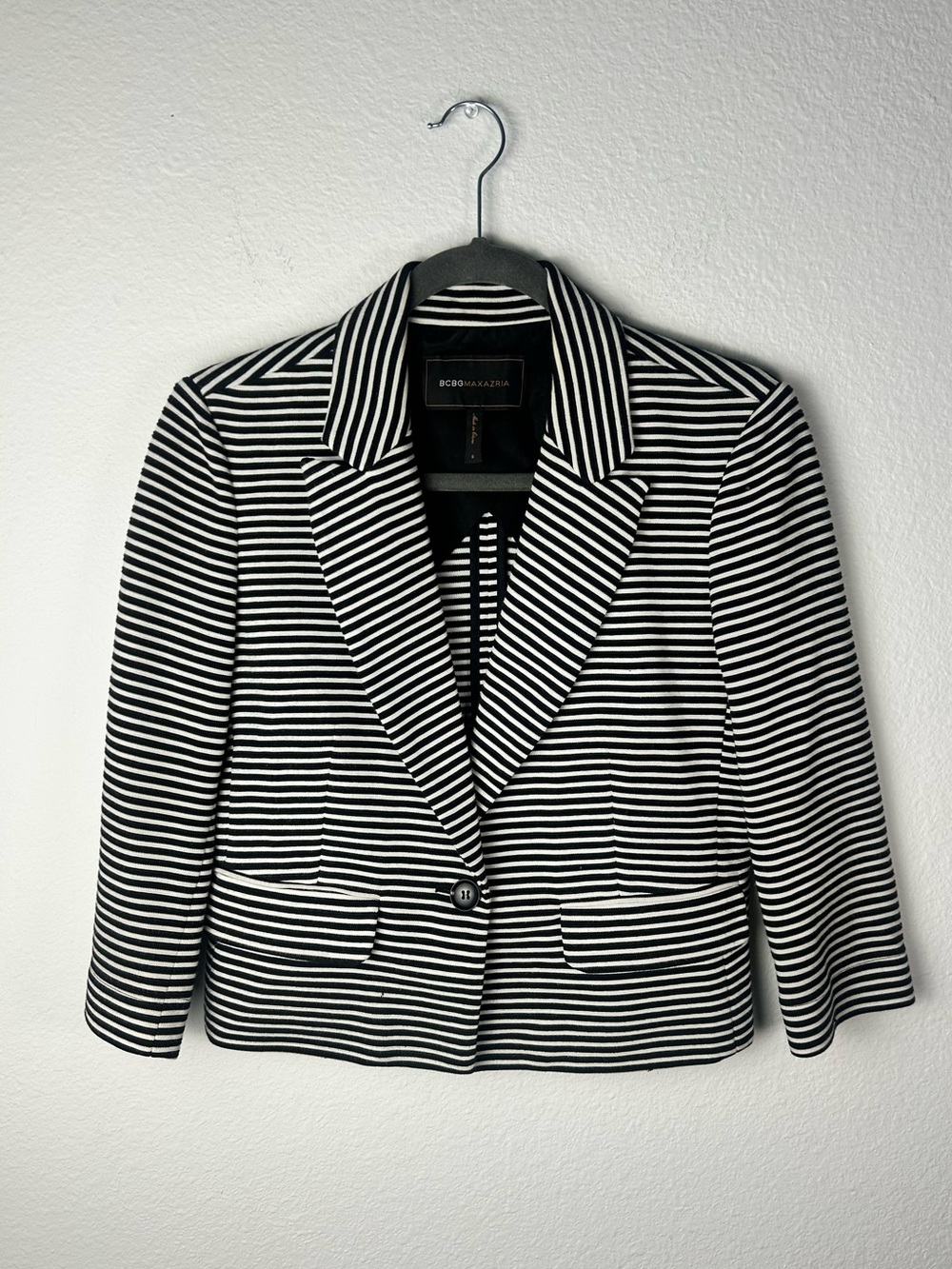 BCBGMaxAzria Black and White Striped Blazer